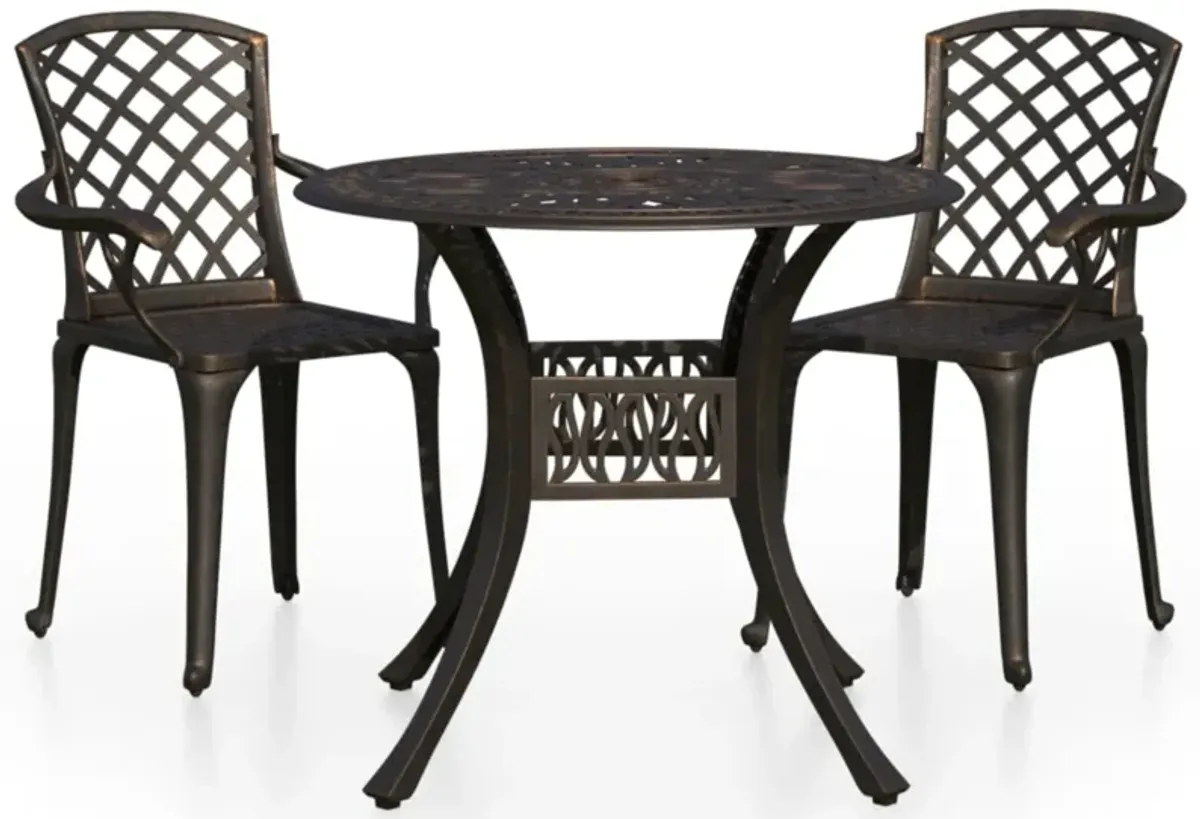 vidaXL 3 Piece Bistro Set Cast Aluminum Bronze