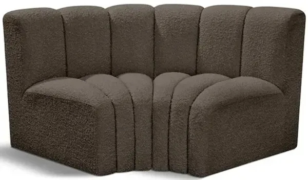 Meridian Furniture Arc Brown Boucle Fabric Modular Sofa