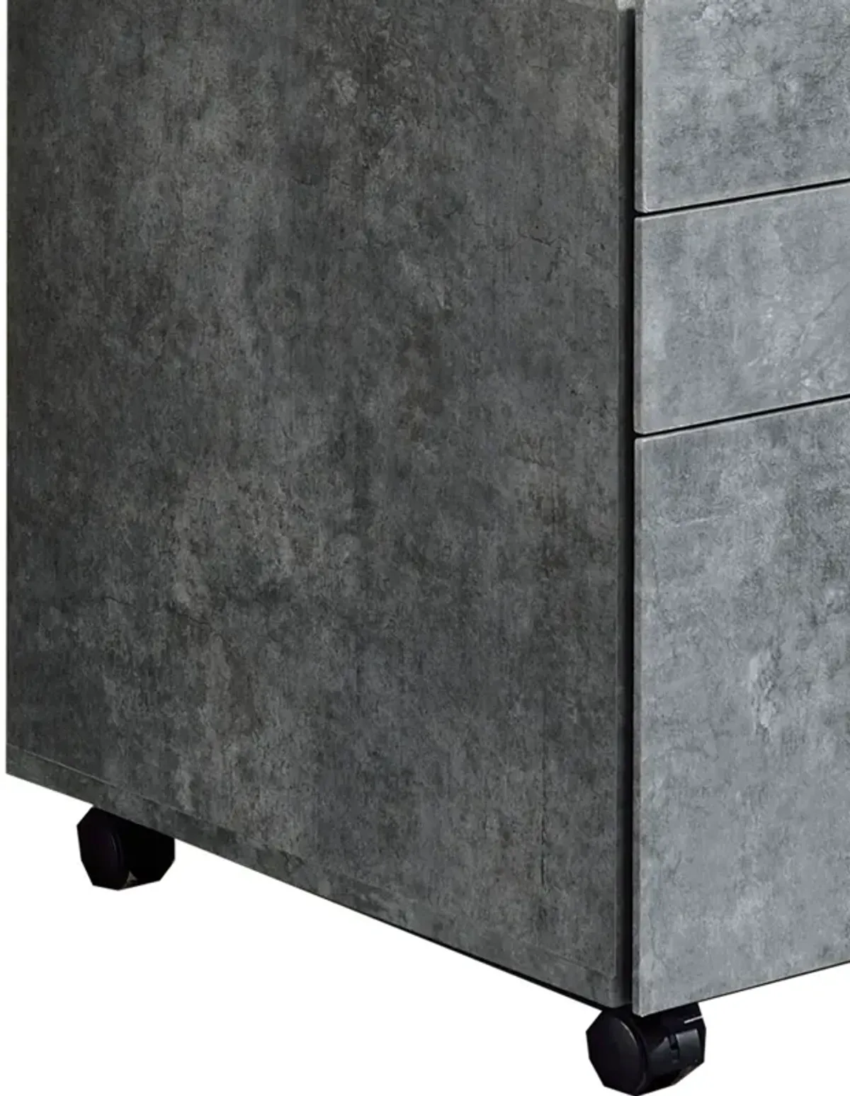 Contemporary Style File Cabinet with 3 Storage Drawers and Casters, Gray-Benzara