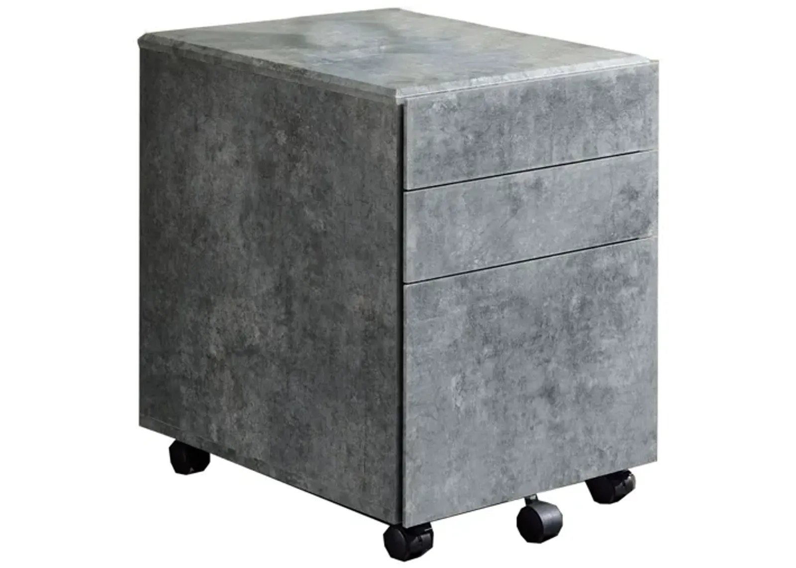 Contemporary Style File Cabinet with 3 Storage Drawers and Casters, Gray-Benzara