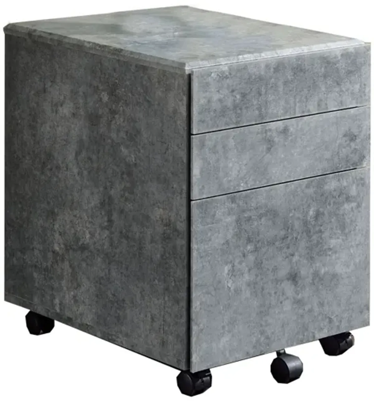 Contemporary Style File Cabinet with 3 Storage Drawers and Casters, Gray-Benzara