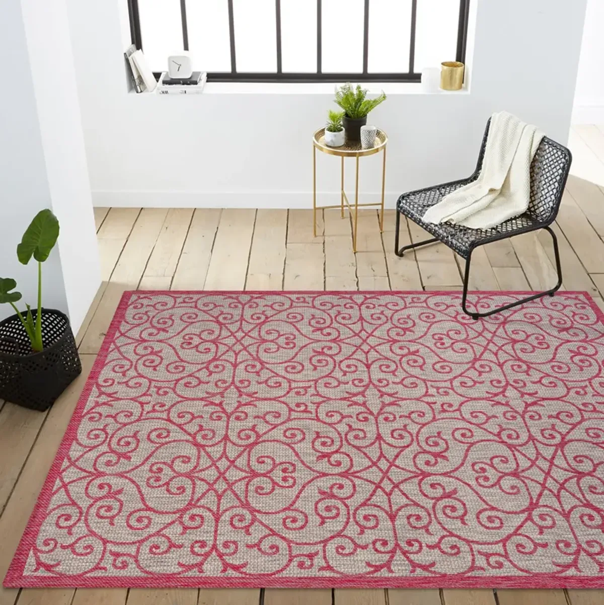 Madrid Vintage Filigree Textured Weave Indoor/Outdoor Area Rug