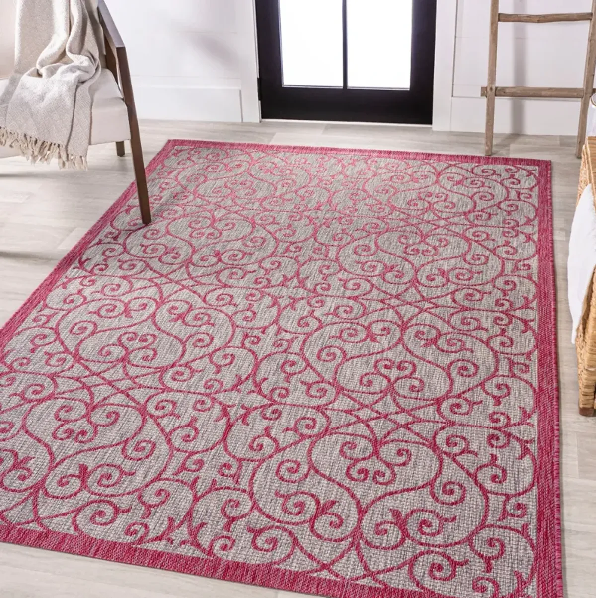 Madrid Vintage Filigree Textured Weave Indoor/Outdoor Area Rug