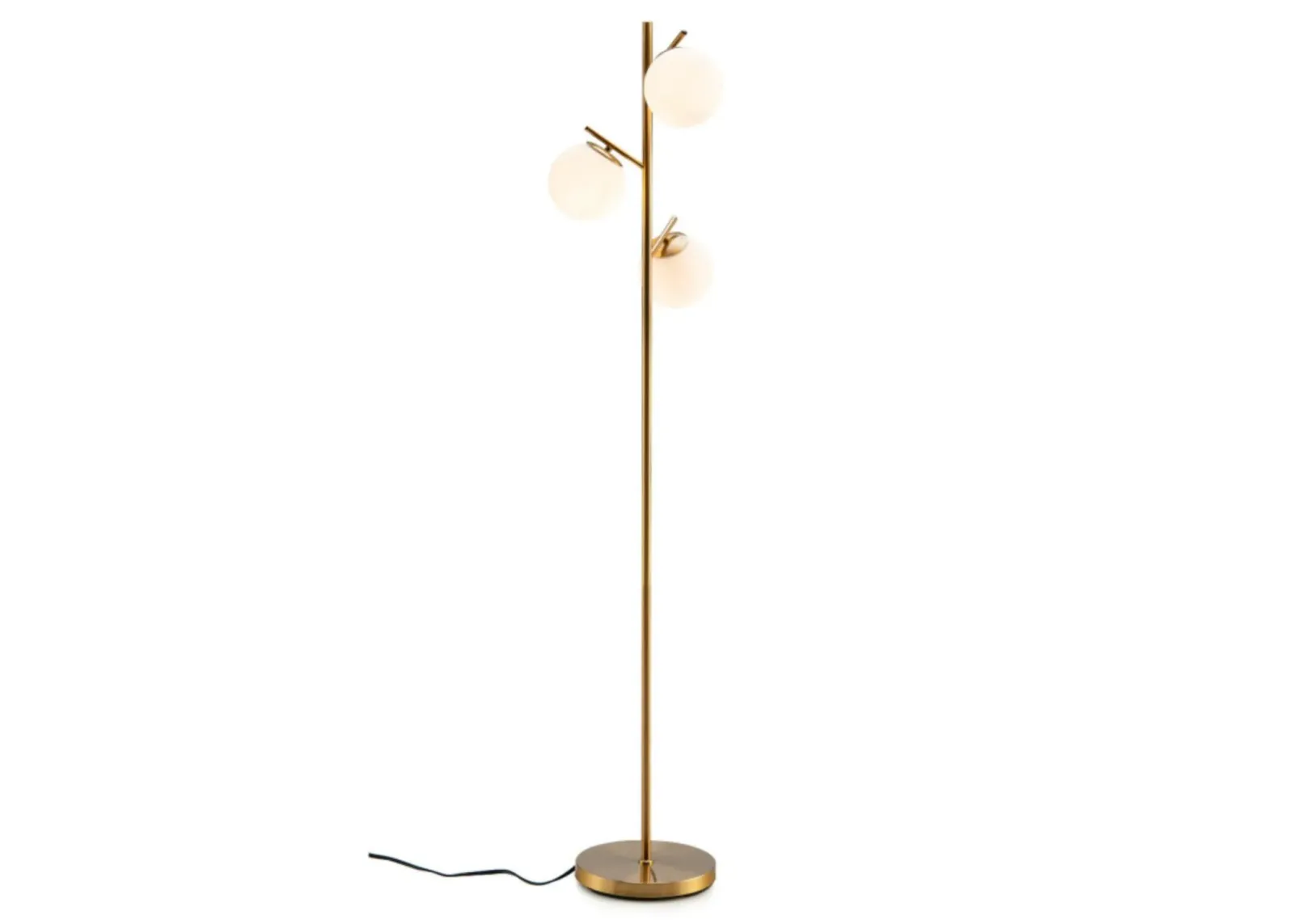 Hivvago 3-Globe Floor Lamp with Foot Switch and Bulb Bases-Golden