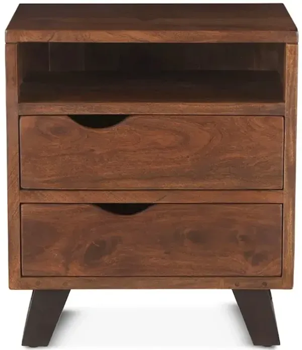 World Interiors Nottingham 23-Inch Acacia Wood Night Chest in Walnut Finish