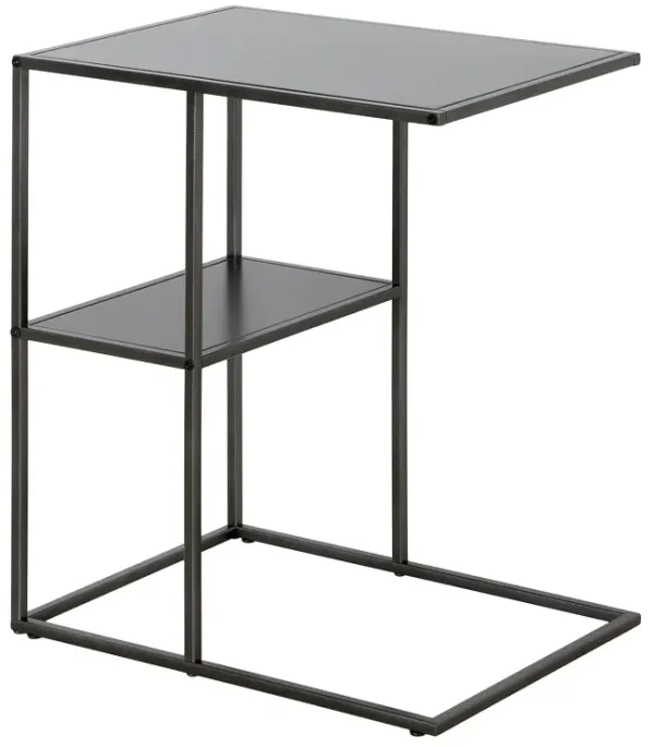 Steel End Table with Shelf, Durable Metal Side Table for Living Room or Bedroom