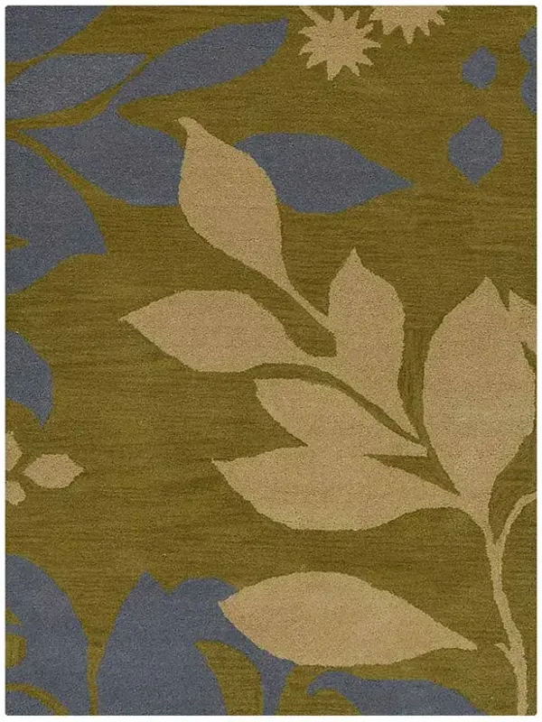 RUGSOTIC CARPETS HAND TUFTED WOOL ECO-FRIENDLY AREA RUGS  - 9'x12', Rectangle Shape, Green, Floral Modern Design, High Pile Thick Handmade Anti Skid Area Rugs for Living Room, Bed Room (K00719)