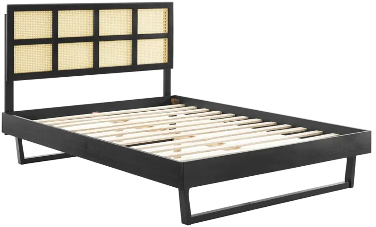 Modway - Sidney Cane and Wood Queen Platform Bed with Angular Legs