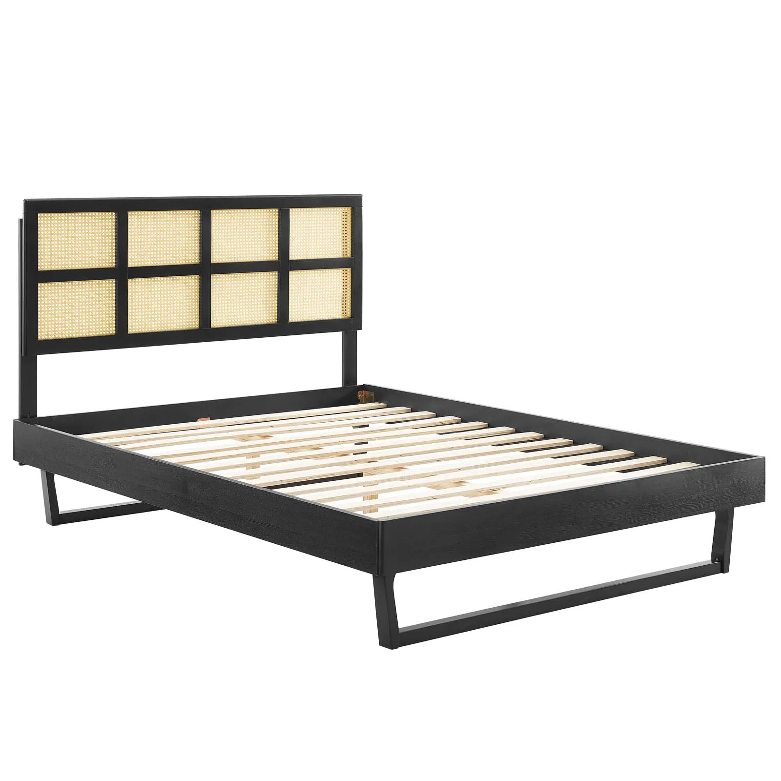 Modway - Sidney Cane and Wood Queen Platform Bed with Angular Legs