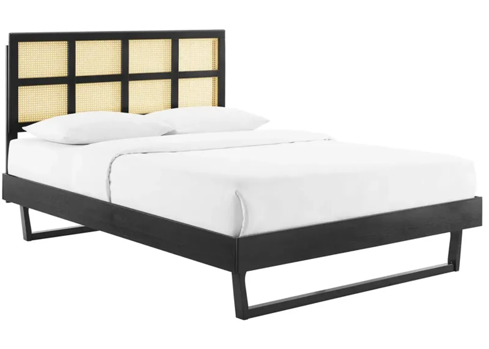 Modway - Sidney Cane and Wood Queen Platform Bed with Angular Legs