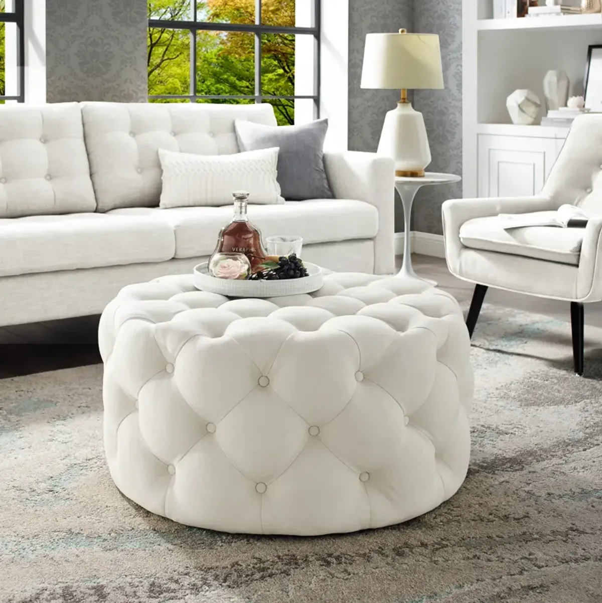 Inspired Home Chiara Cocktail Ottoman