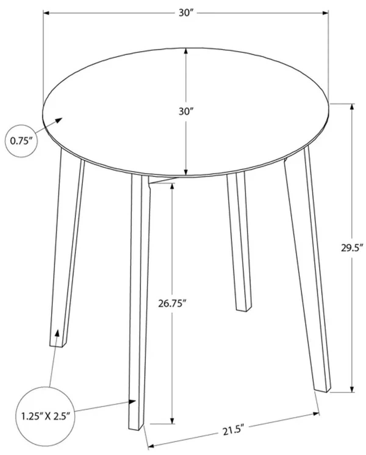 Monarch Specialties I 1326 - Dining Table, 30" Round, Small, Kitchen, Dining Room, Oak And Cream, Wood Legs, Transitional