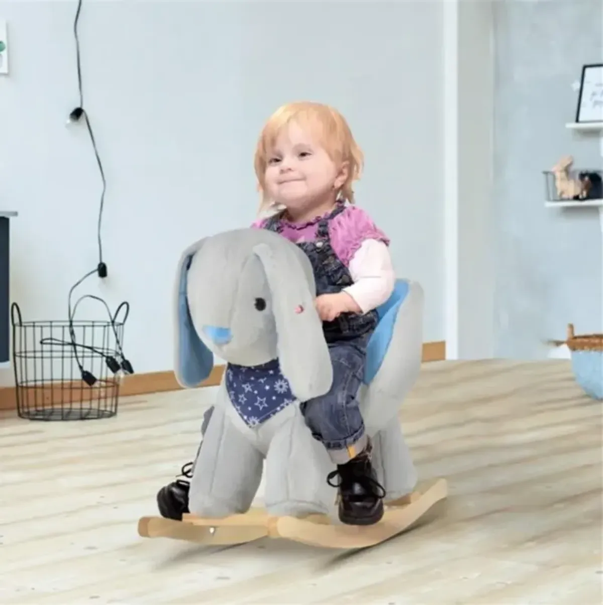 Rabbit Rocking Chair Adorable Wooden Rocker for Toddlers & Kids' Nursery Seating