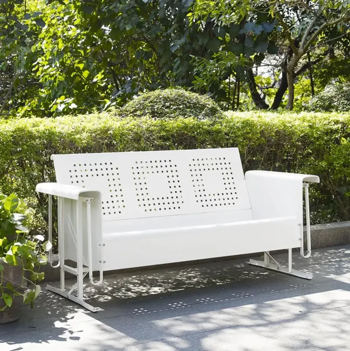 Crosley Furniture Bates Outdoor Metal Sofa Glider White