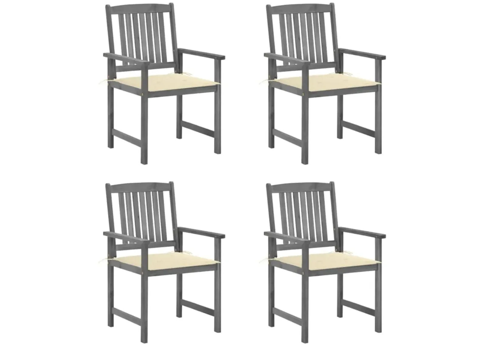 vidaXL Director's Chairs with Cushions 4 pcs Gray Solid Acacia Wood