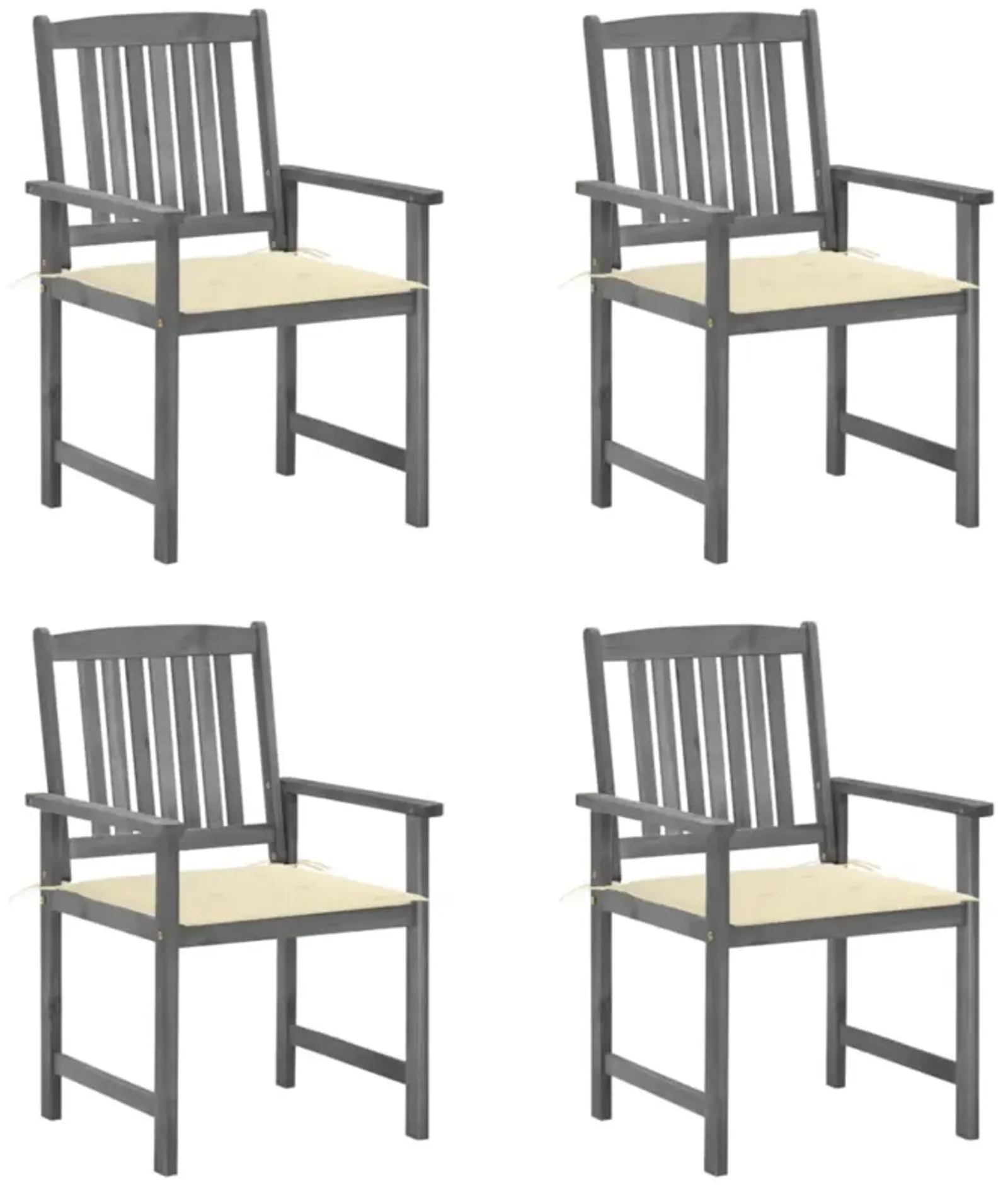 vidaXL Director's Chairs with Cushions 4 pcs Gray Solid Acacia Wood