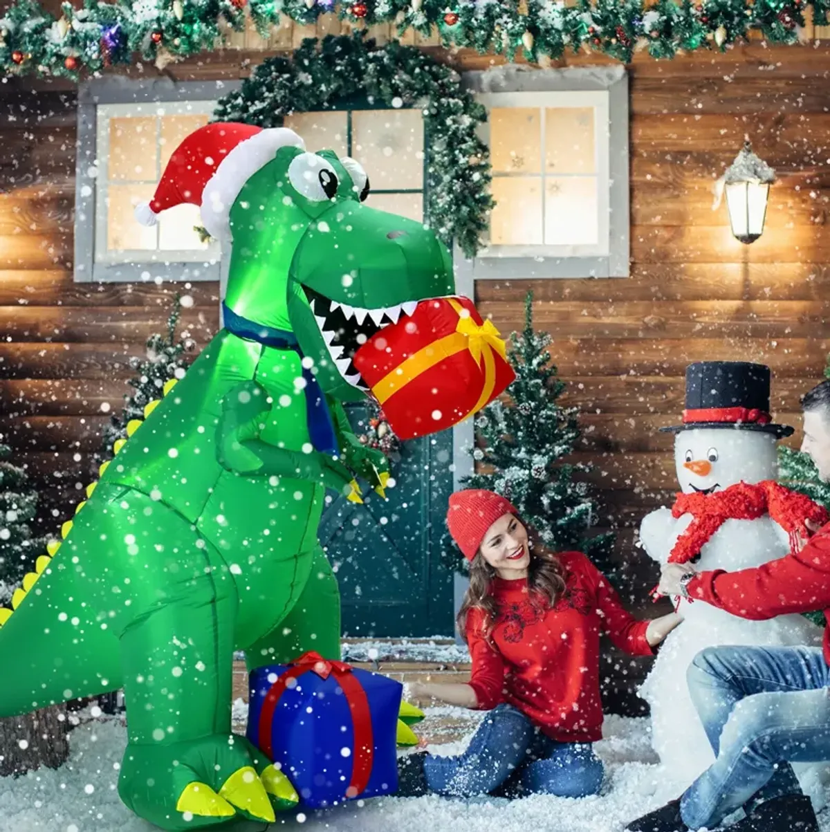 6 Feet Christmas Inflatable Dinosaur for Indoor and Outdoor