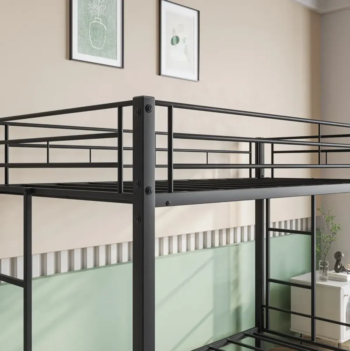 Hivvago Heavy Duty Easy Assembly Twin Sized Full Metal Bunk Bedframe with Ladder