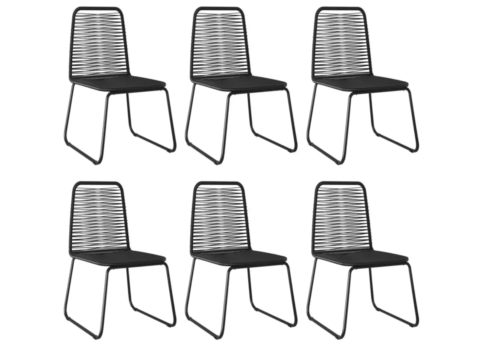 vidaXL Outdoor Chairs 6 pcs Poly Rattan Black