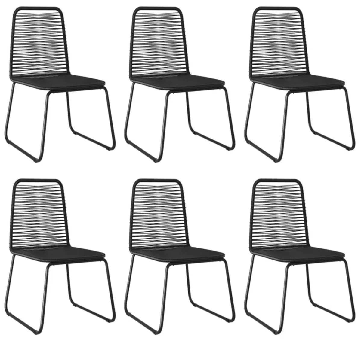 vidaXL Outdoor Chairs 6 pcs Poly Rattan Black