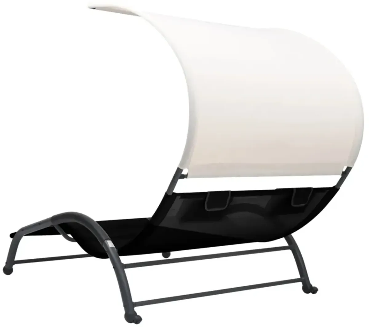 vidaXL Double Sun Lounger with Canopy Textilene Black