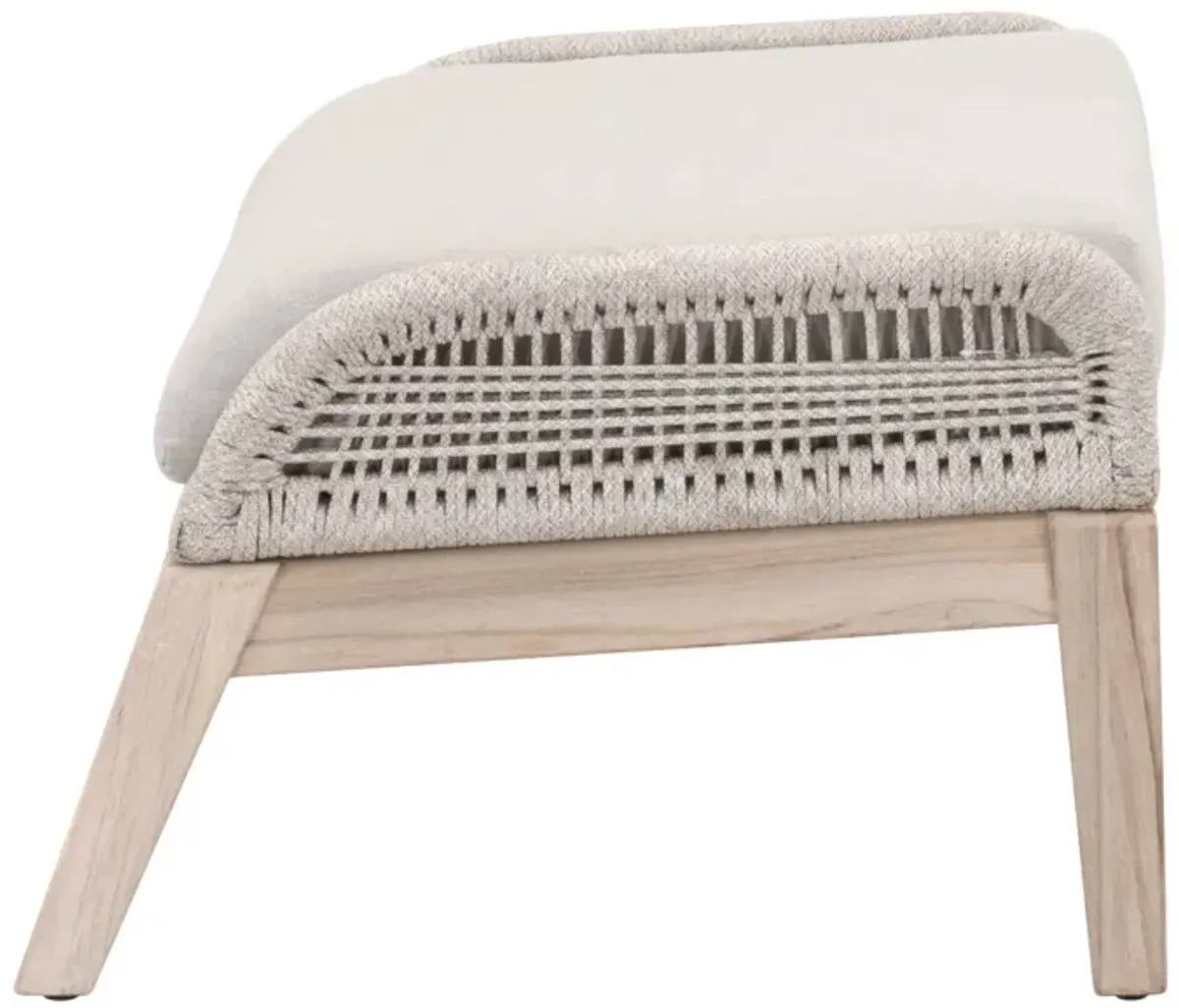 Loom Outdoor Footstool in Taupe & White