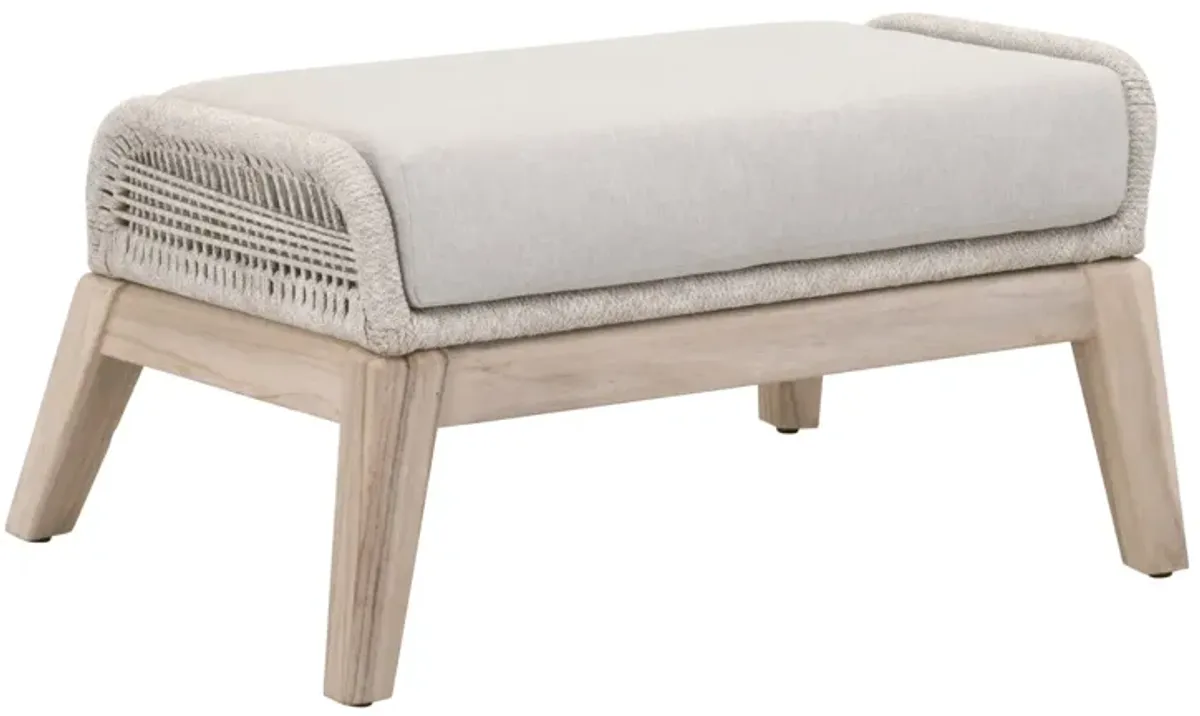 Loom Outdoor Footstool in Taupe & White