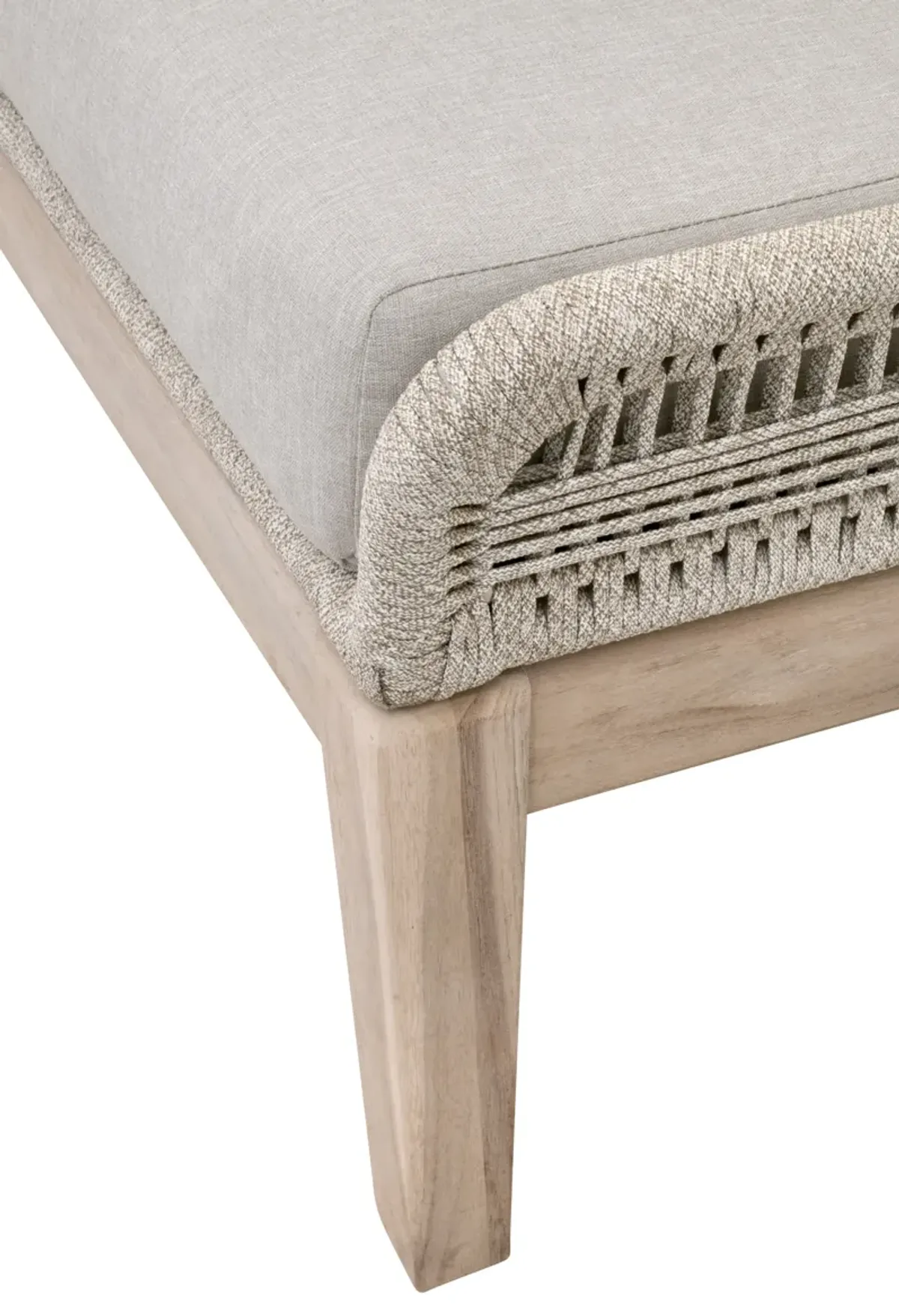 Loom Outdoor Footstool in Taupe & White