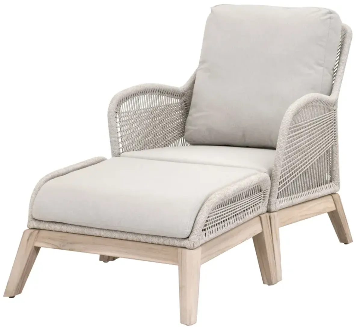 Loom Outdoor Footstool in Taupe & White