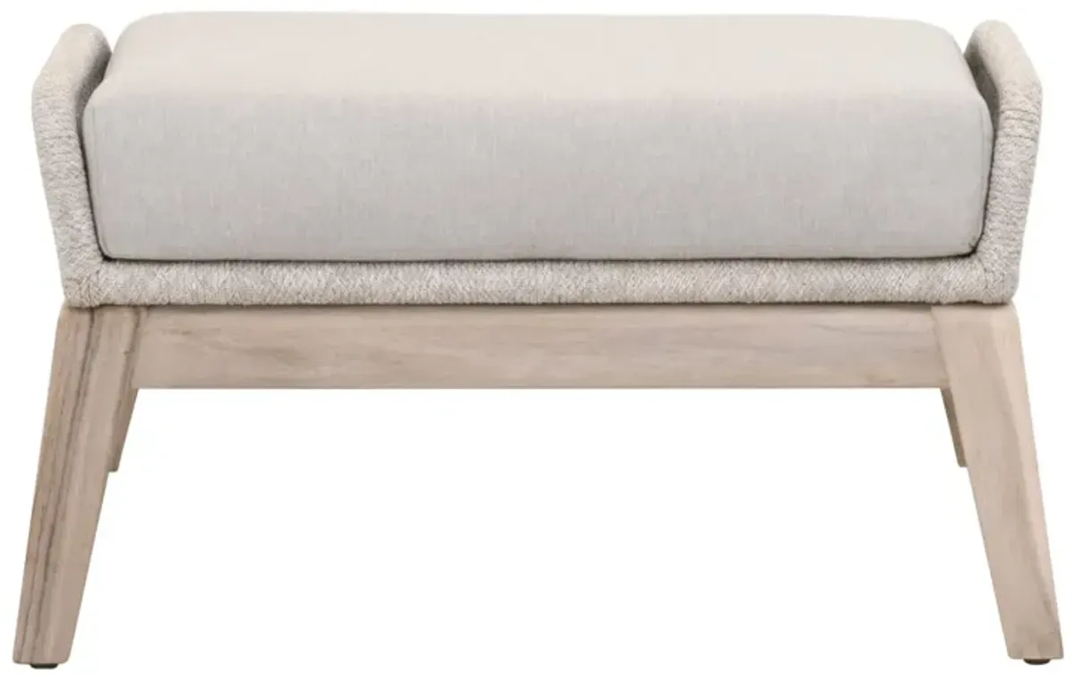 Loom Outdoor Footstool in Taupe & White