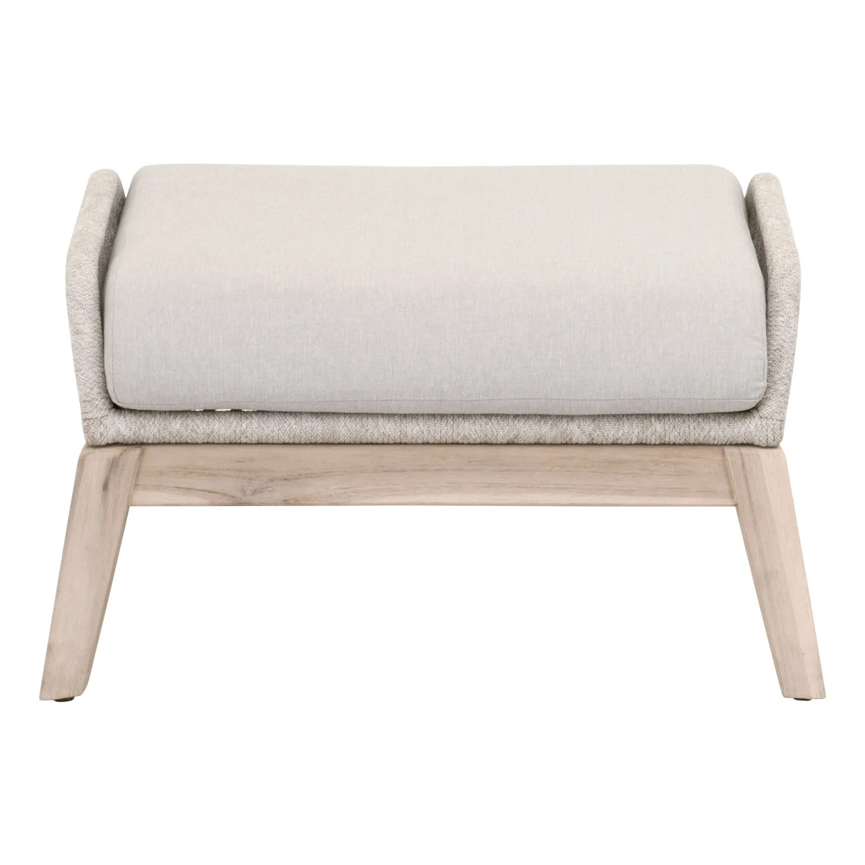 Loom Outdoor Footstool in Taupe & White