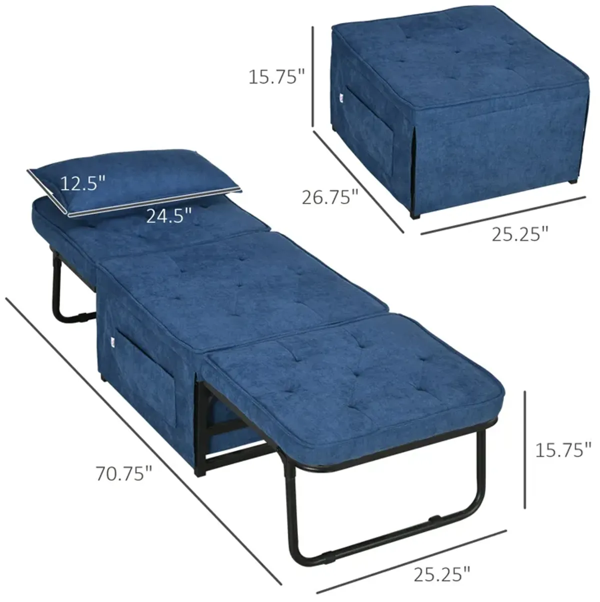 Grey & Blue Versatile Seat: 4-in-1 Convertible Ottoman Sofa Bed