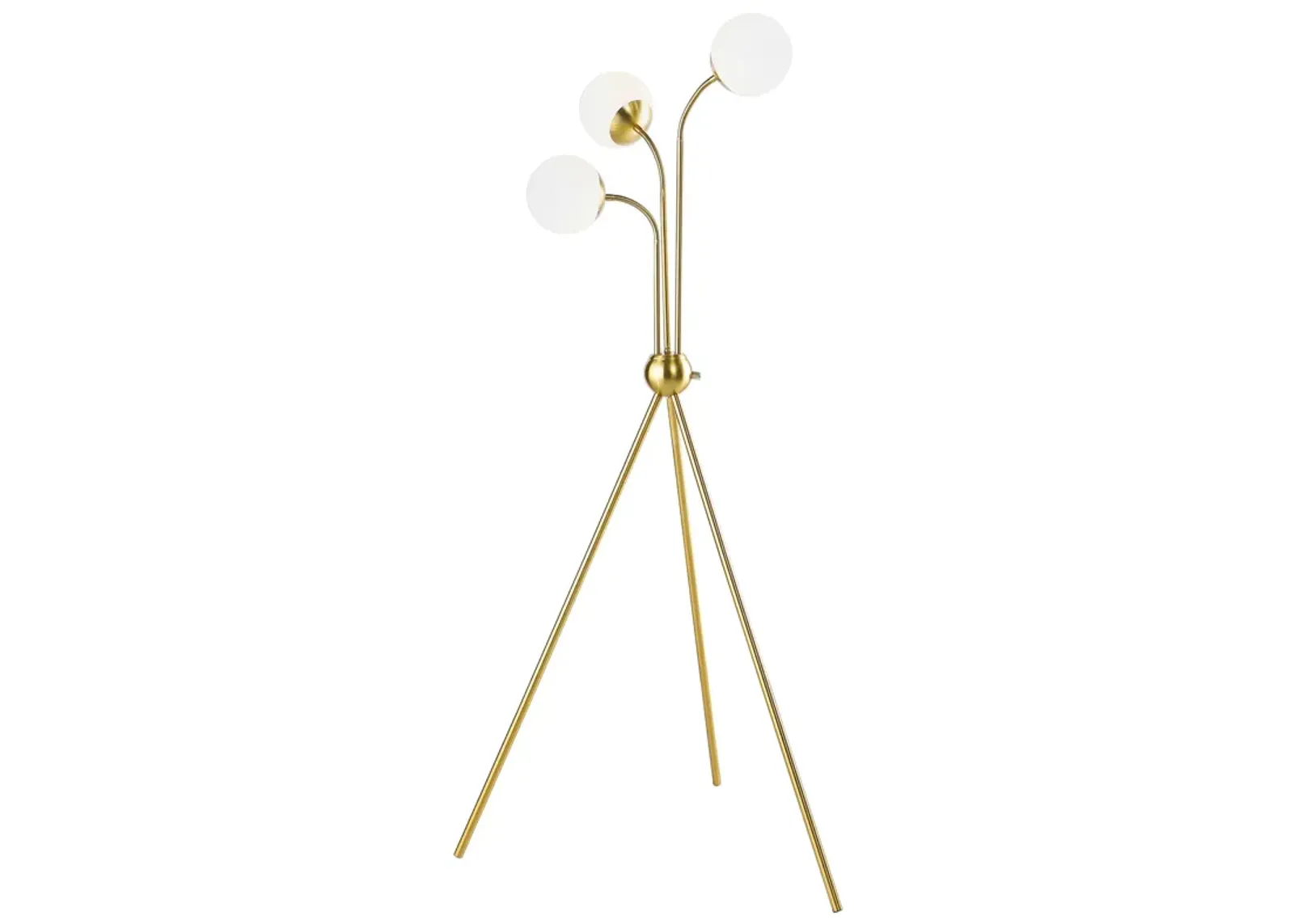 Jyan Accent Floor Lamp, 3 Classic Globe Lights, Tripod Gold Metal Base - Benzara