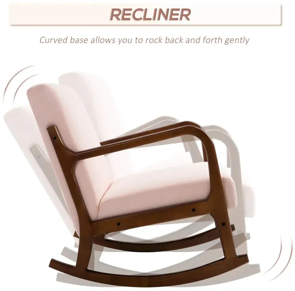 Pink Living Room Rocker: Upholstered Armchair with Wood Base