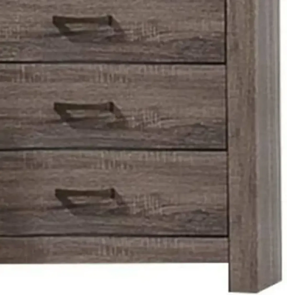 Soma 49 Inch Rustic 5 Drawer Tall Dresser Chest, Bar Handles, Oak Gray-Benzara