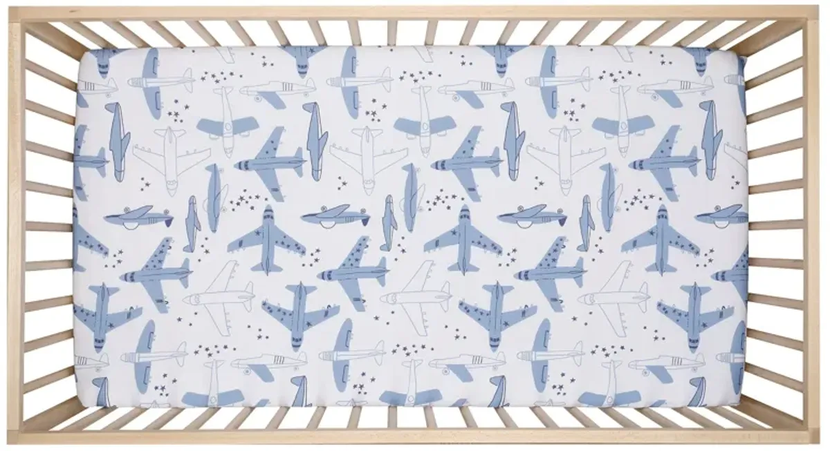 Bedtime Originals Little Aviator Airplane Baby/Toddler White Fitted Crib Sheet