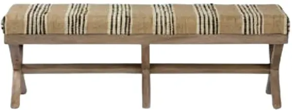 Cotton Blend Upholstered Bench, Comfortable Accent Seating for Living Room or Hallway