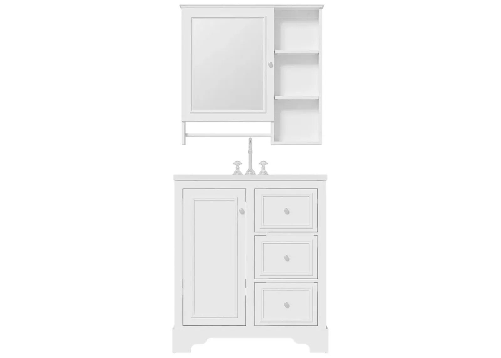 Merax Freestanding Bathroom Vanity Set with Mirror Cabinet