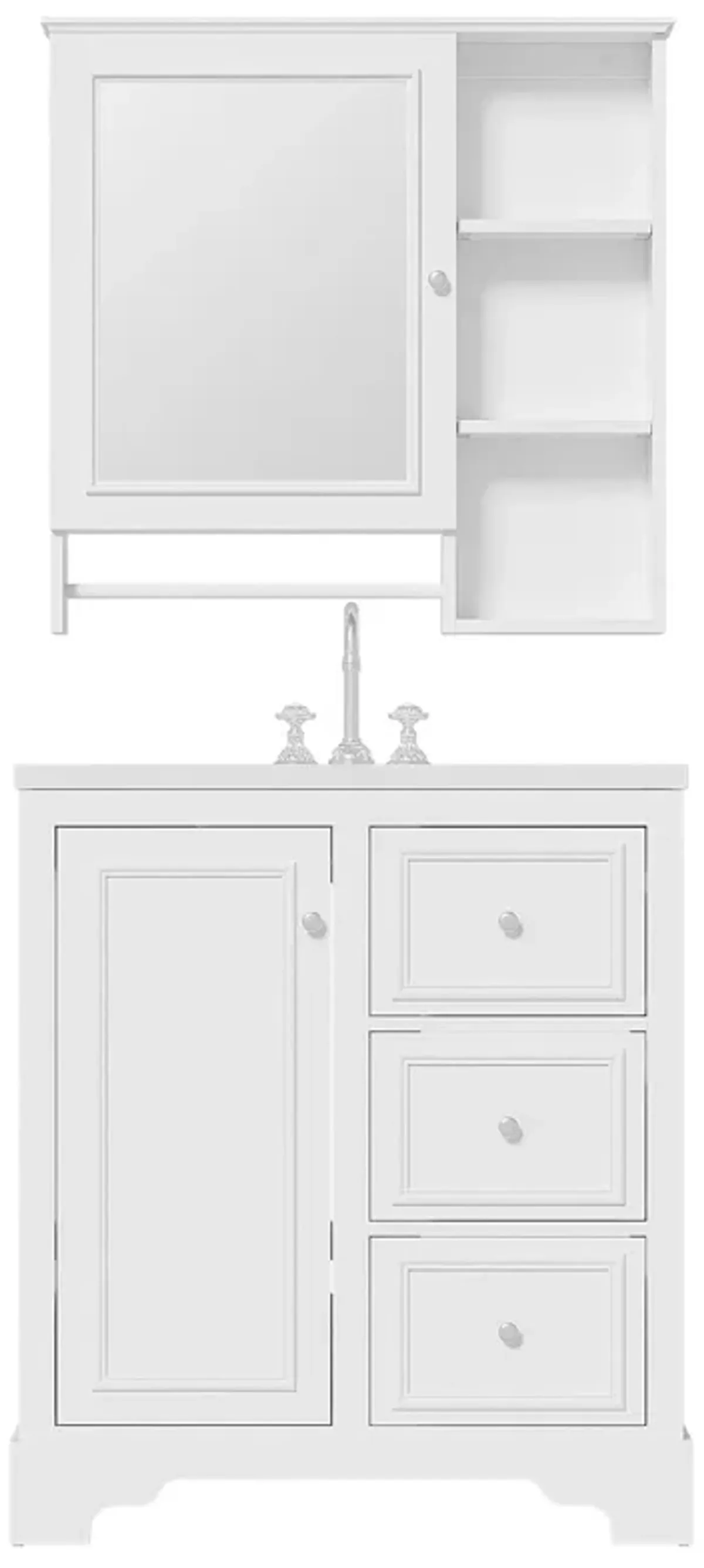 Merax Freestanding Bathroom Vanity Set with Mirror Cabinet