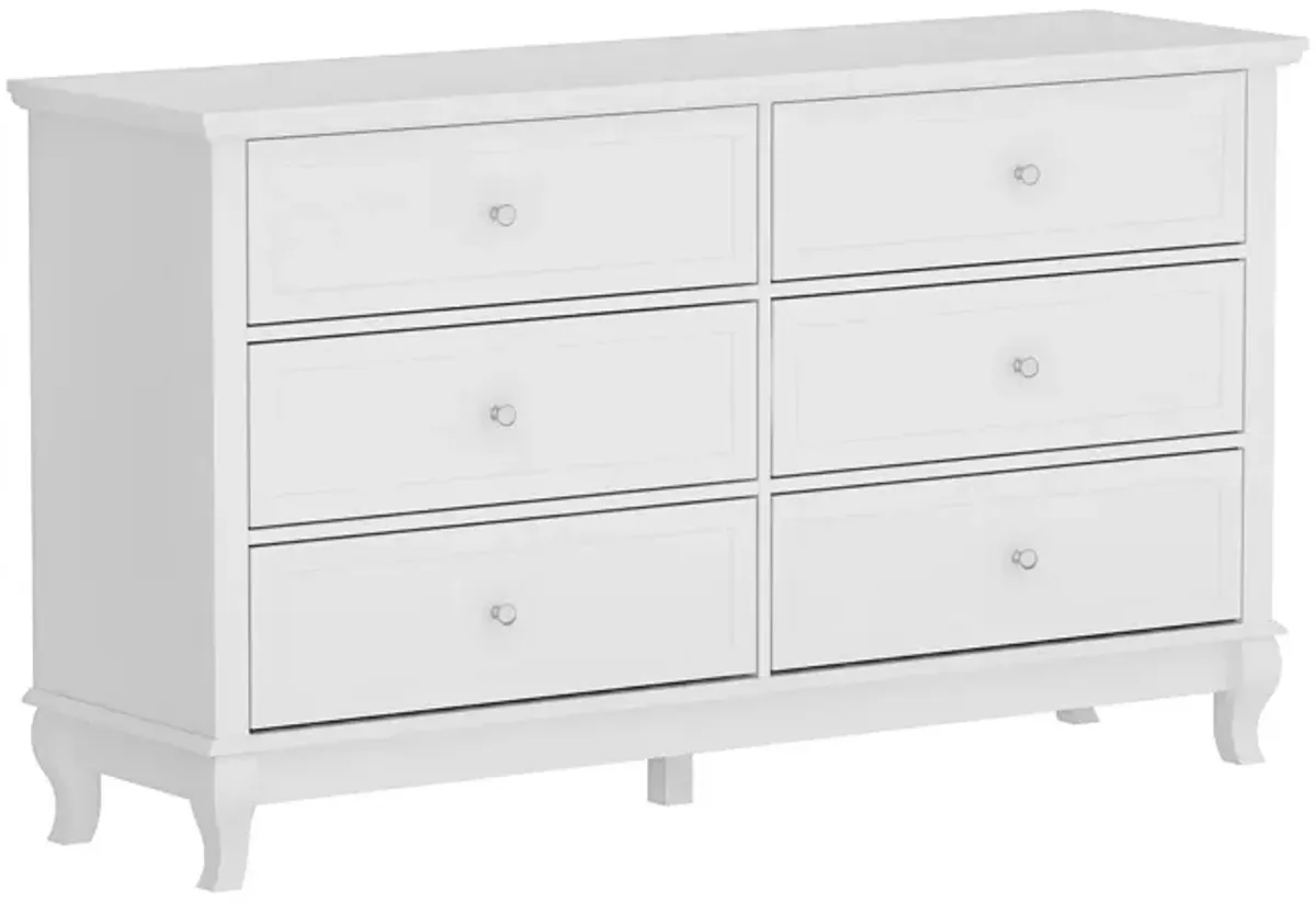 6-Drawers White Wood Chest of Drawer Storage Cabinet Organizer 55.1 in. W x 15.7 in. D x 31.5 in. H