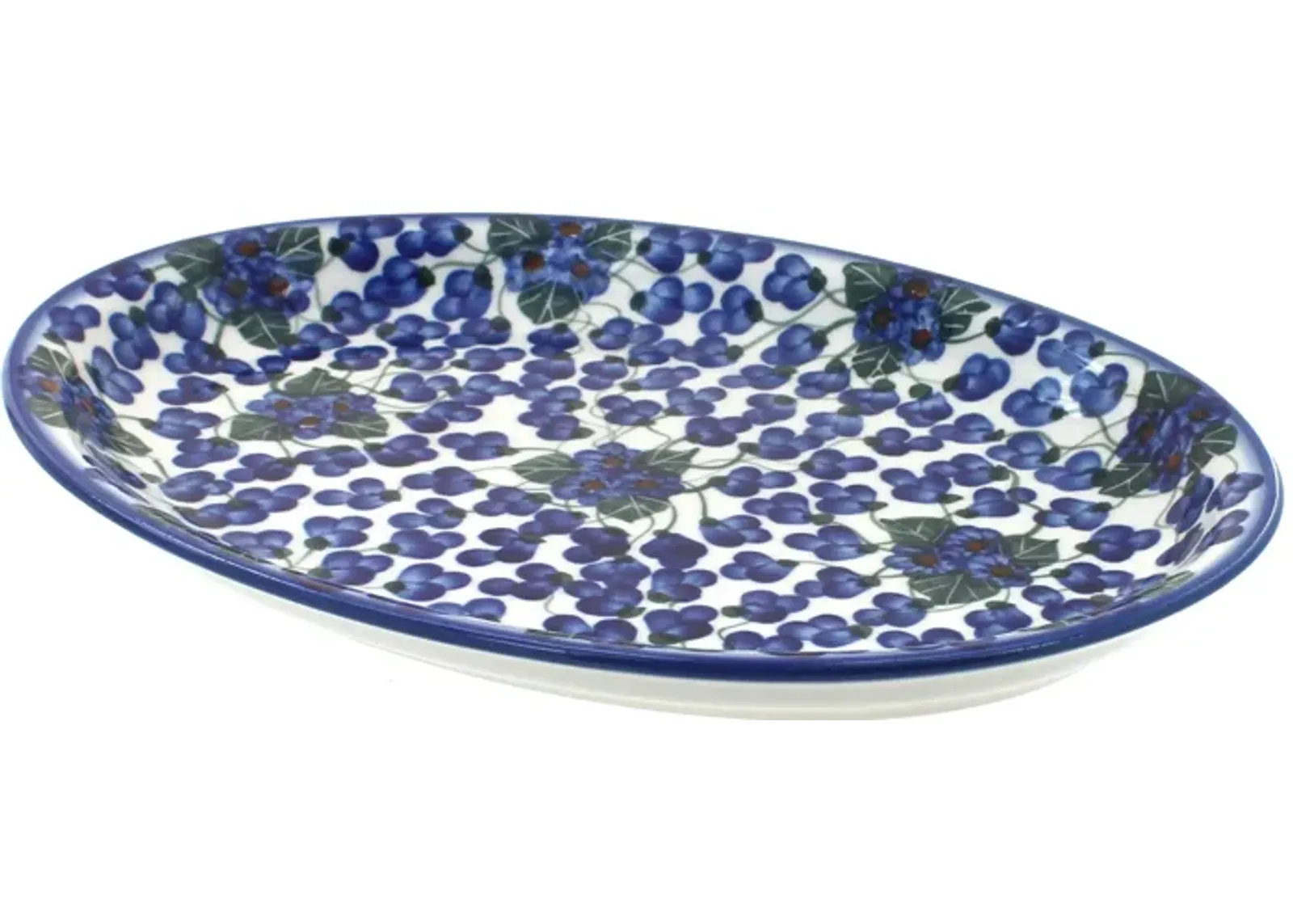 Blue Rose Polish Pottery Winter Forest Oval Dish