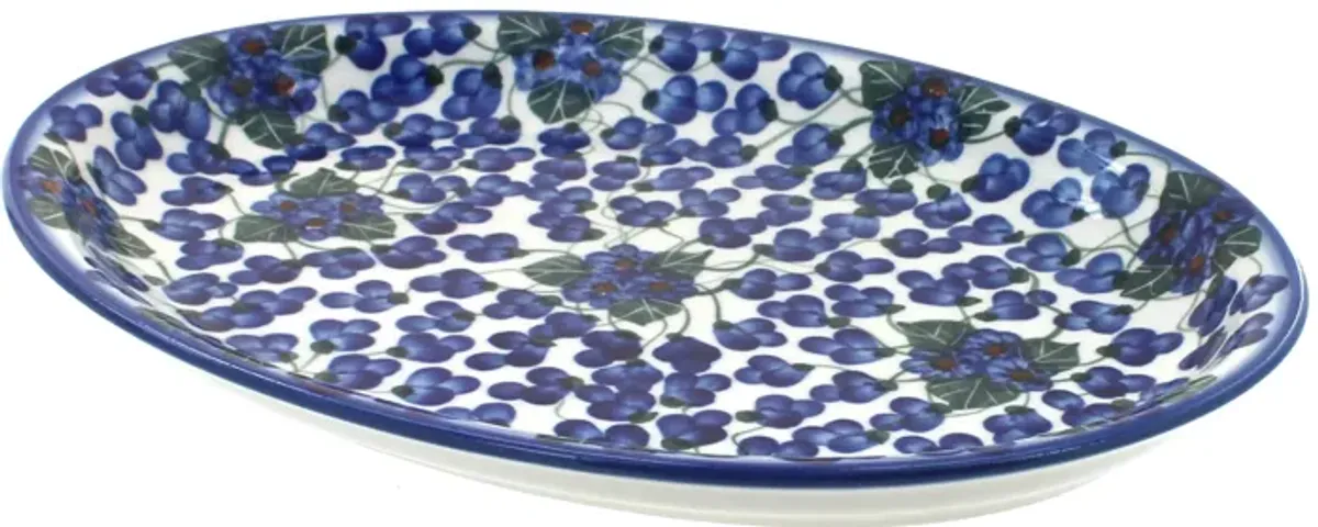 Blue Rose Polish Pottery Winter Forest Oval Dish