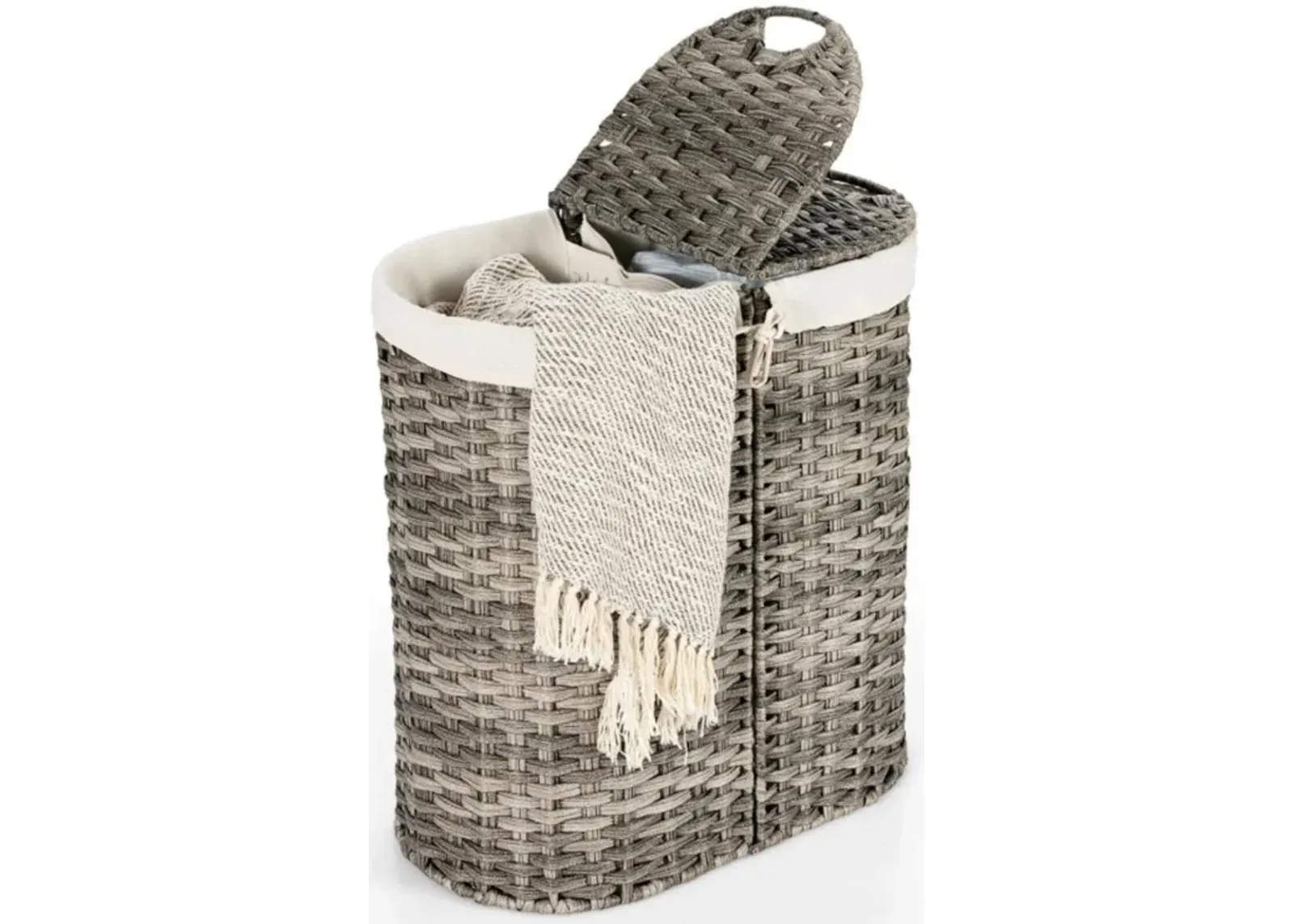 Hivvago Handwoven Laundry Hamper Basket with 2 Removable Liner Bags