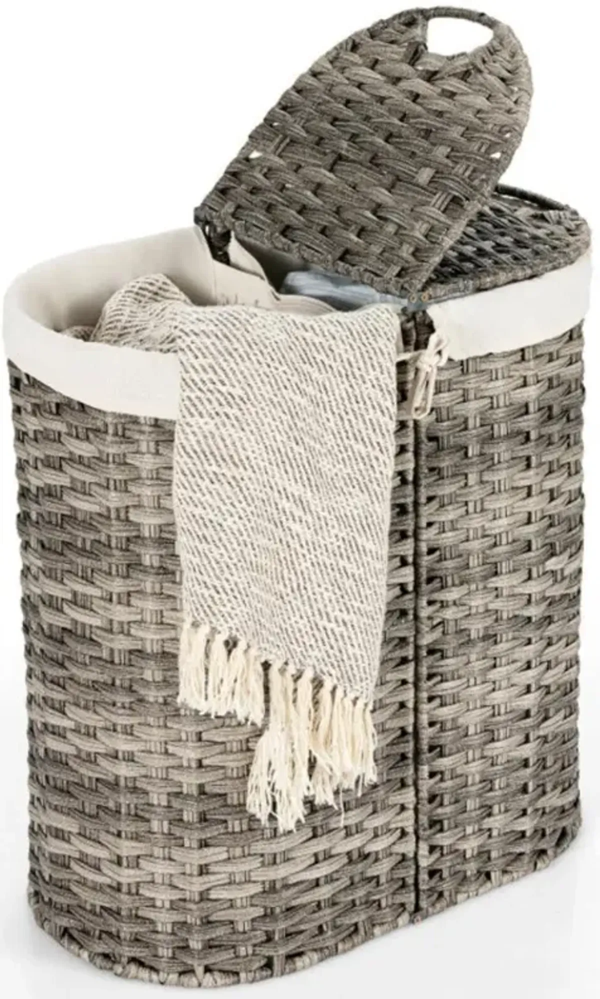 Hivvago Handwoven Laundry Hamper Basket with 2 Removable Liner Bags