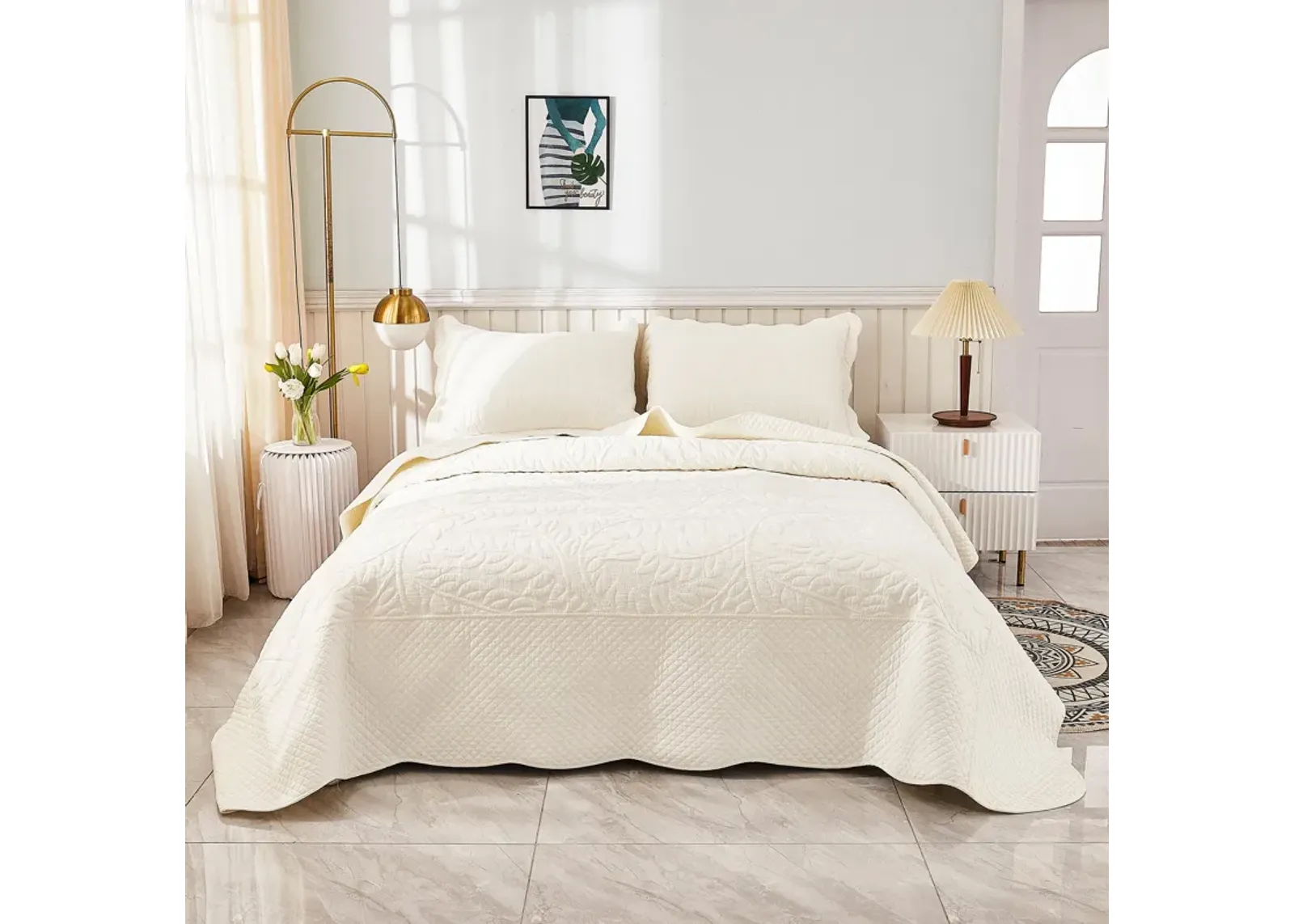 MarCielo 100% Cotton Oversized Bedspread Quilt Set T