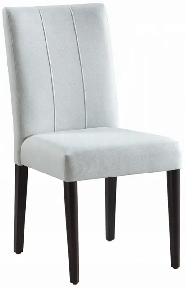 Aren Side Dining Chair Set of 2, Plush Foam Gray Fabric, Black Wood - Benzara