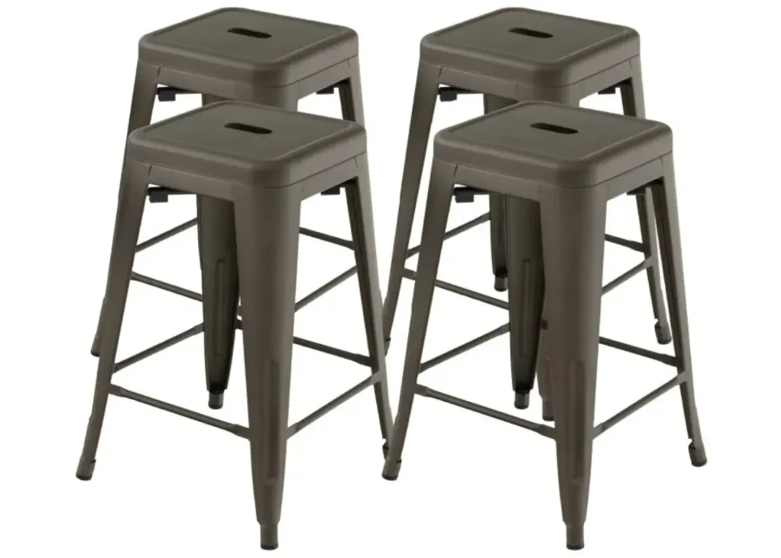 Hivago 24 Inch Set of 4 Counter Height Barstool Stackable Chair