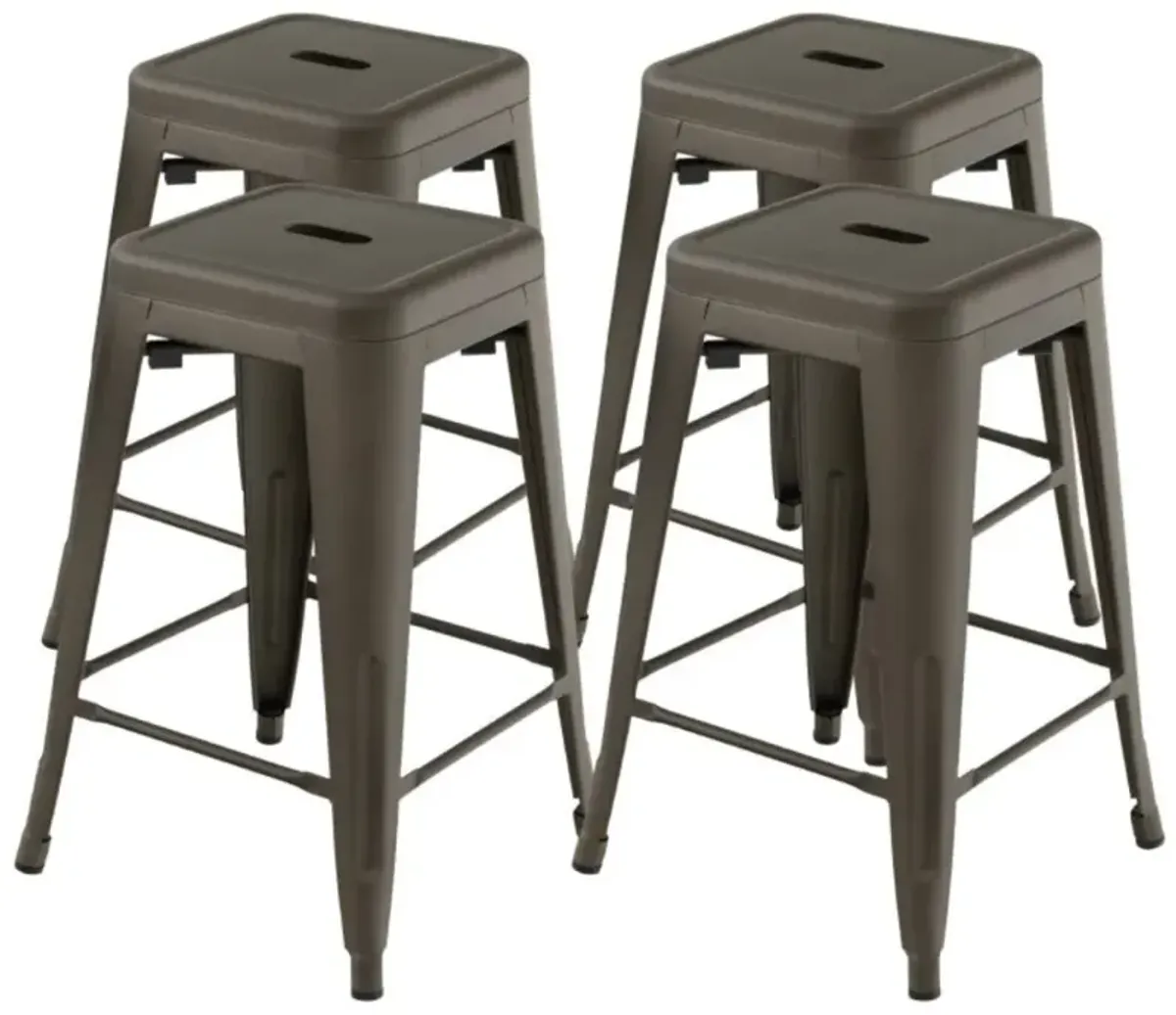 Hivago 24 Inch Set of 4 Counter Height Barstool Stackable Chair