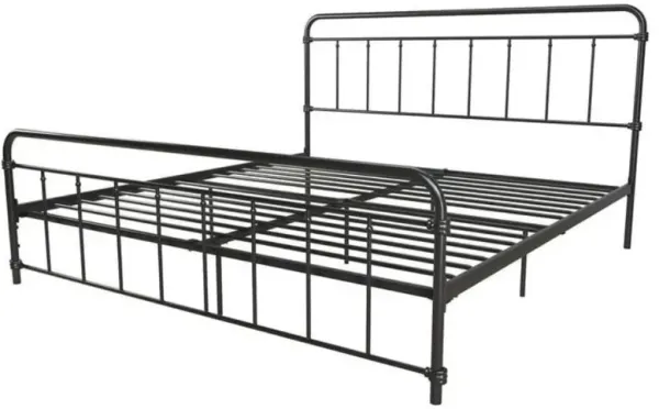 Hivvago King Size Vintage Black Metal Platform Bed Frame with Headboard and Footboard