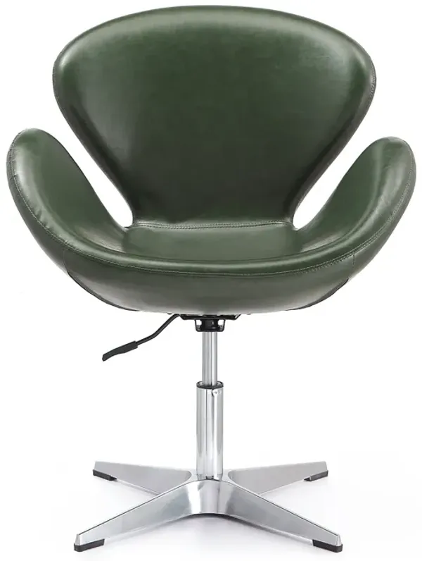 Raspberry Swivel Accent Chairs in Dark Green (Set of 2)